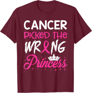 Breast Cancer Picked Wrong Princess Warrior T-Shirt - T-Shirt | Maroon