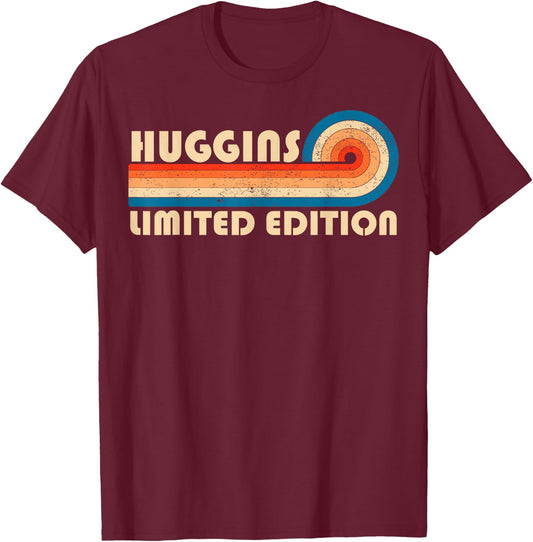 HUGGINS Surname Retro Vintage 80s 90s Birthday Reunion T-Shirt - T-Shirt | Maroon