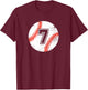 Baseball Player #7 Baseball Mom Dad Jersey Number 7 Vintage T-Shirt - T-Shirt | Maroon