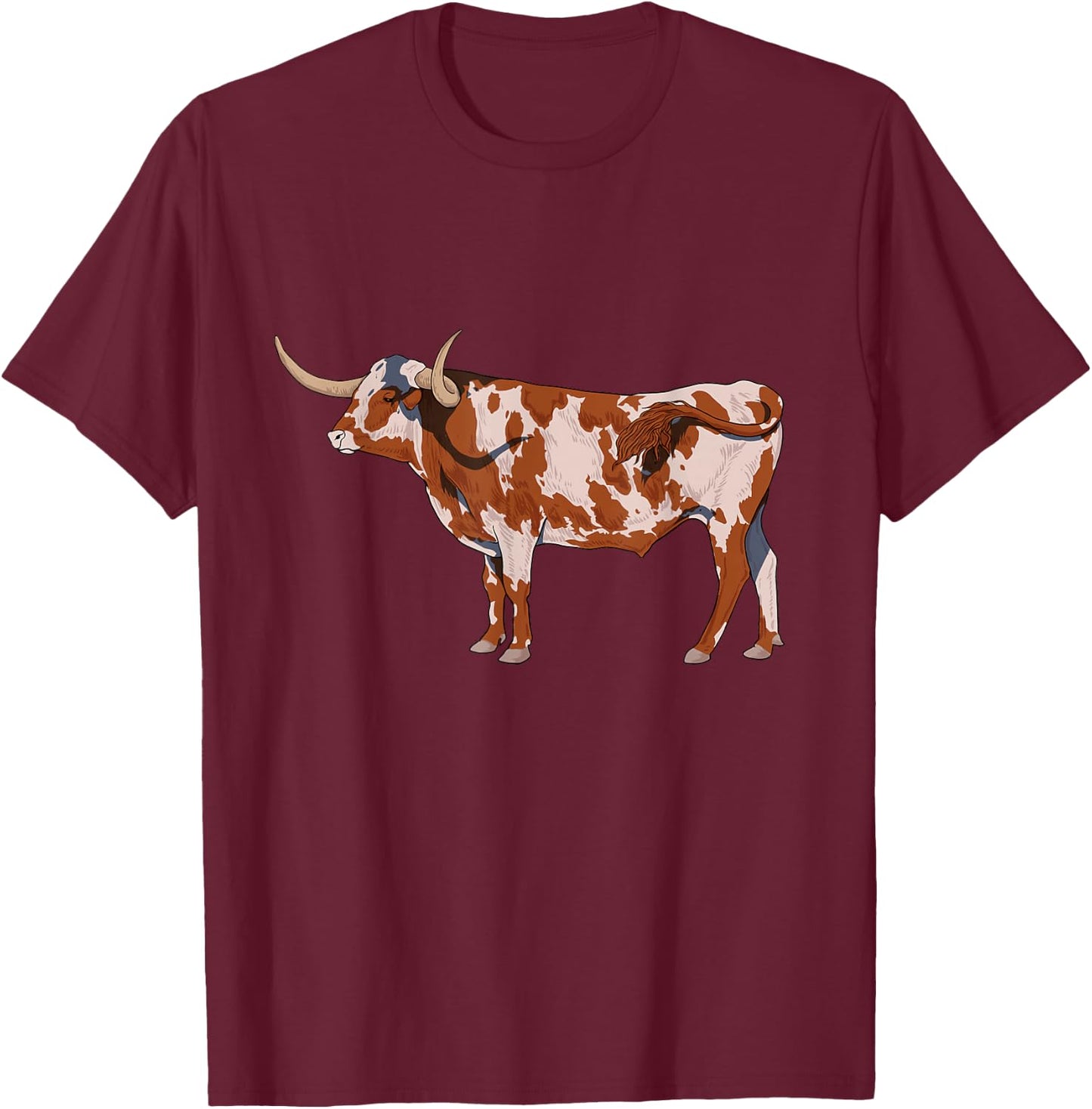 Drawing of a Longhorn Beef T-Shirt - T-Shirt | Maroon