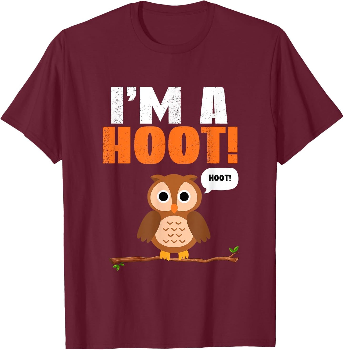 Cor Designs Kids -Adults Hooting Owl T-Shirt - T-Shirt | Maroon