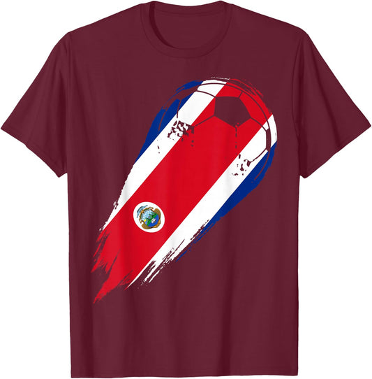 Soccer Country Flag of Costa Rica T-Shirt - T-Shirt | Maroon