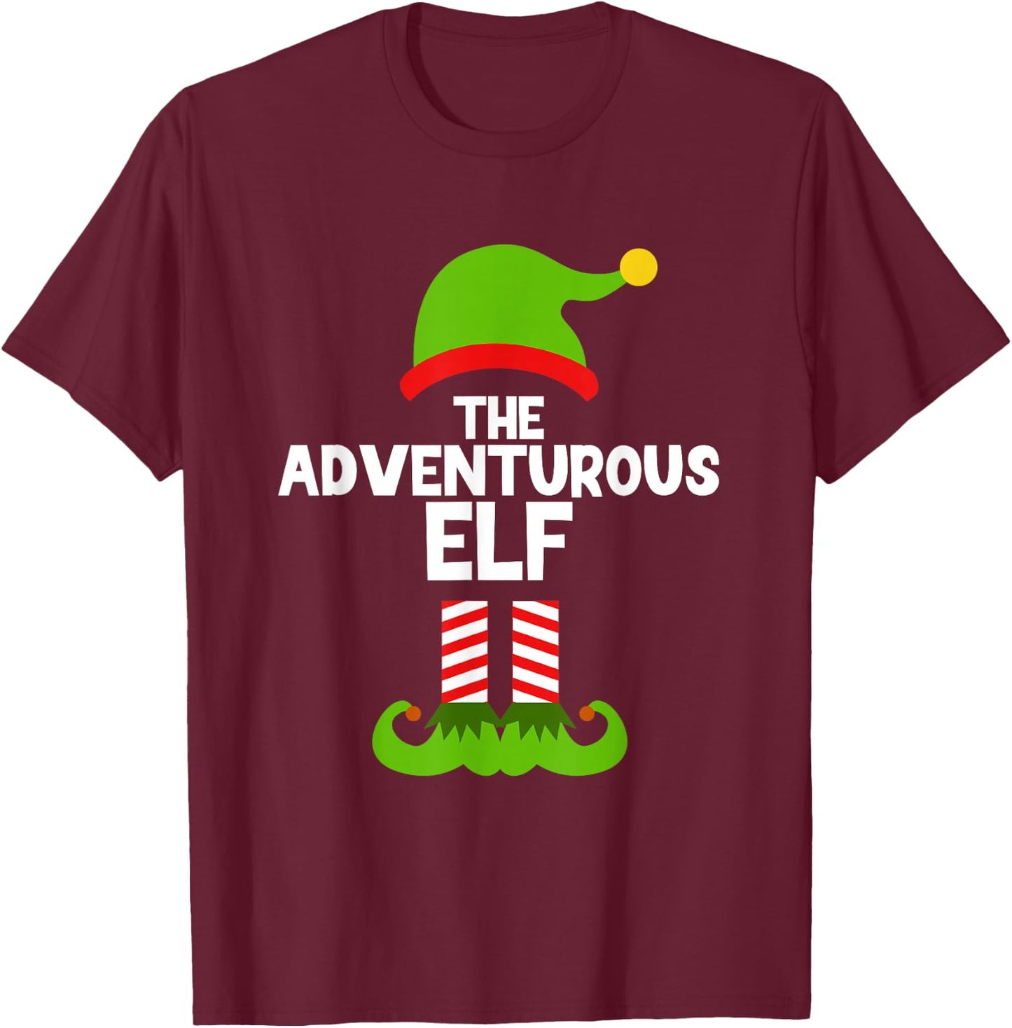 Funny The Adventurous Elf Christmas Family Pajama Adventure T-Shirt - T-Shirt | Maroon