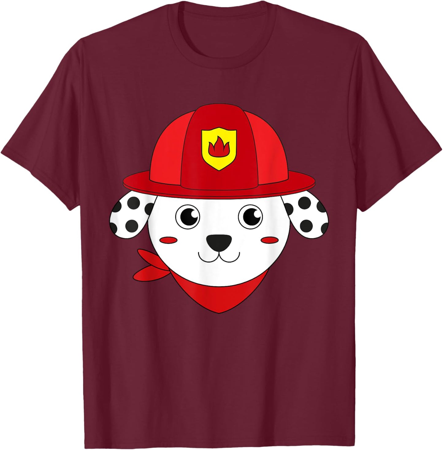 Firefighter Dog Dalmatian Fire Safety Week Fireman Hero T-Shirt - T-Shirt | Maroon