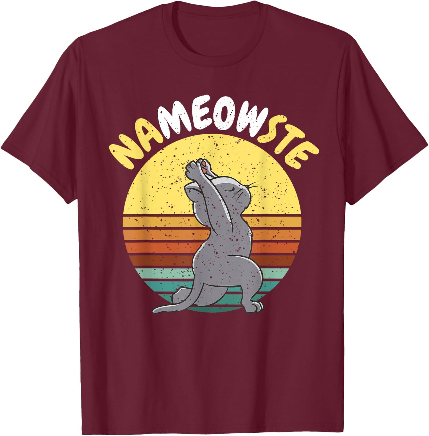 Yogi - Yoga & Cats Namaste Nameowste - Yoga T-Shirt - T-Shirt | Maroon
