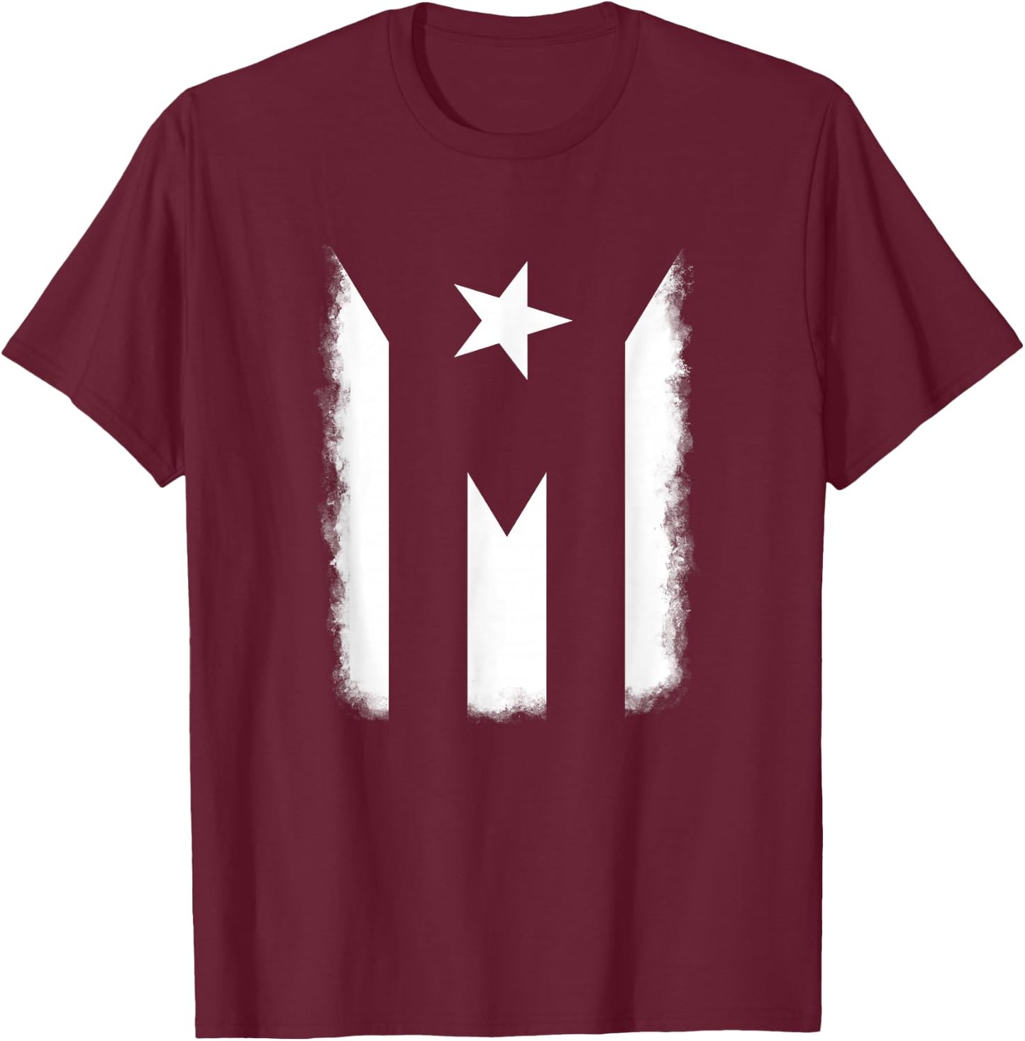 Black and White Puerto Rican Vintage Puerto Rico PR Flag T-Shirt - T-Shirt | Maroon
