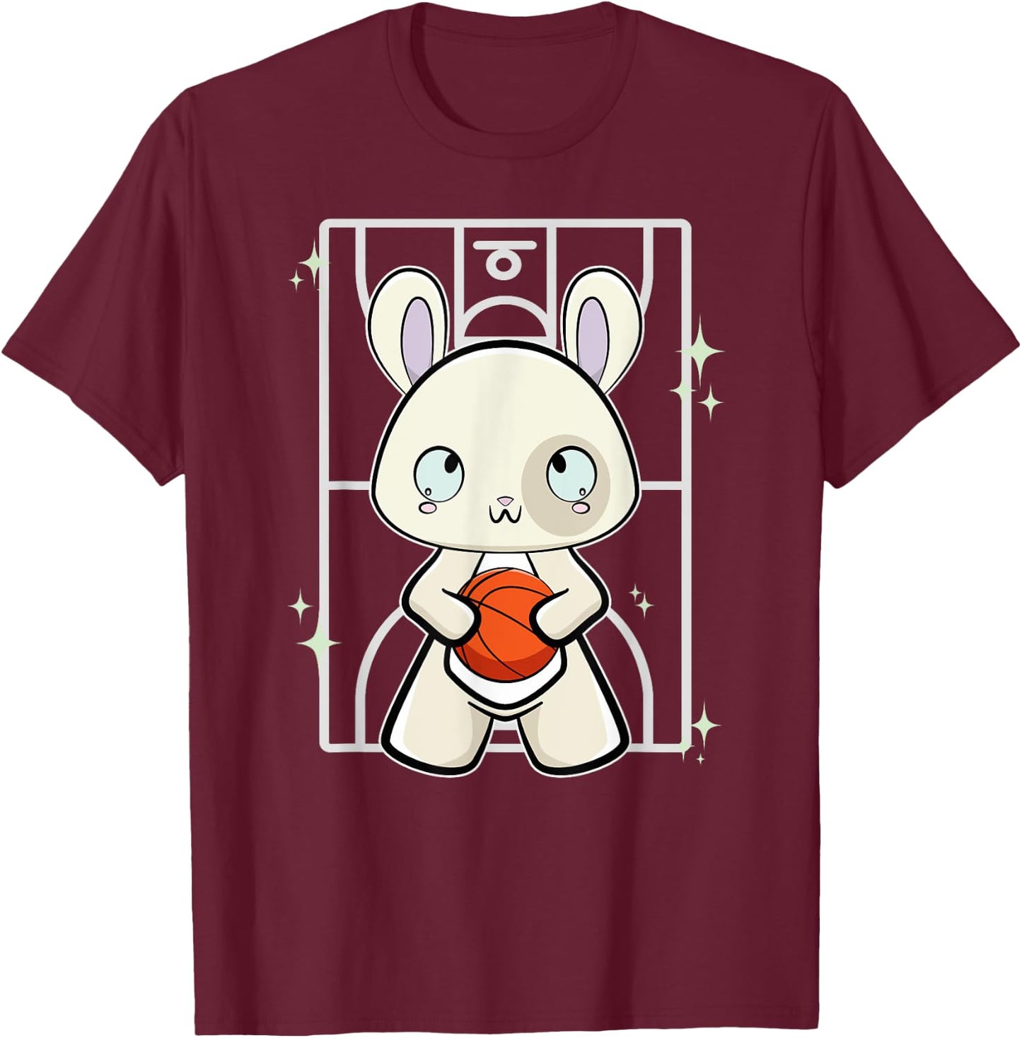 Rabbit With Basketball T-Shirt - T-Shirt | Maroon