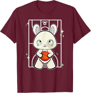 Rabbit With Basketball T-Shirt - T-Shirt | Maroon