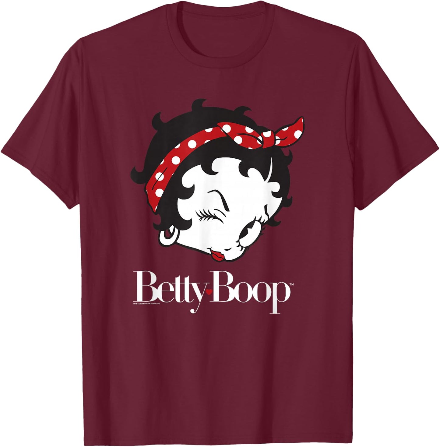 Betty Boop Vintage Big Head Wink Bandana T-Shirt - T-Shirt | Maroon