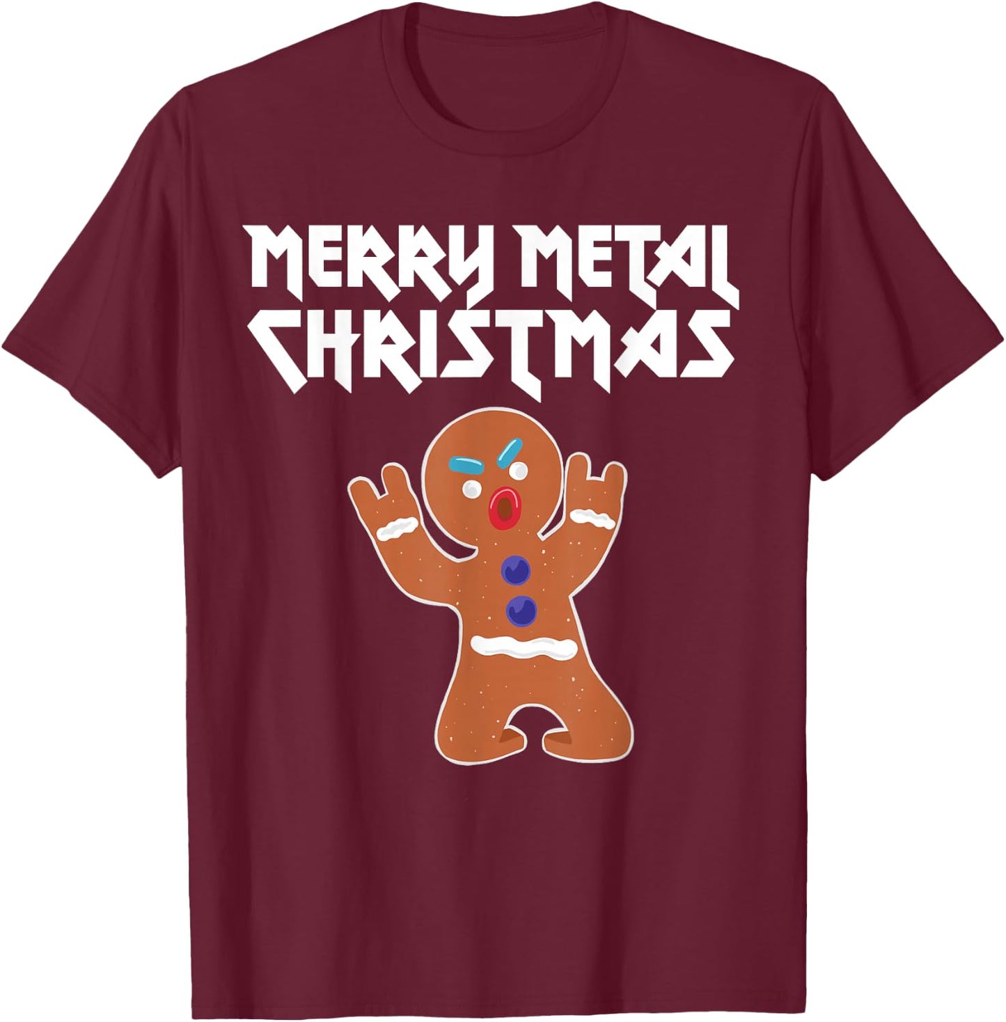 Metal Christmas funny Metal Gingerbread Man T-Shirt - T-Shirt | Maroon