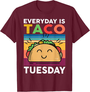 Everyday Is Taco Tuesday Mexican Funny Kids Youth Men Women T-Shirt - T-Shirt | Maroon