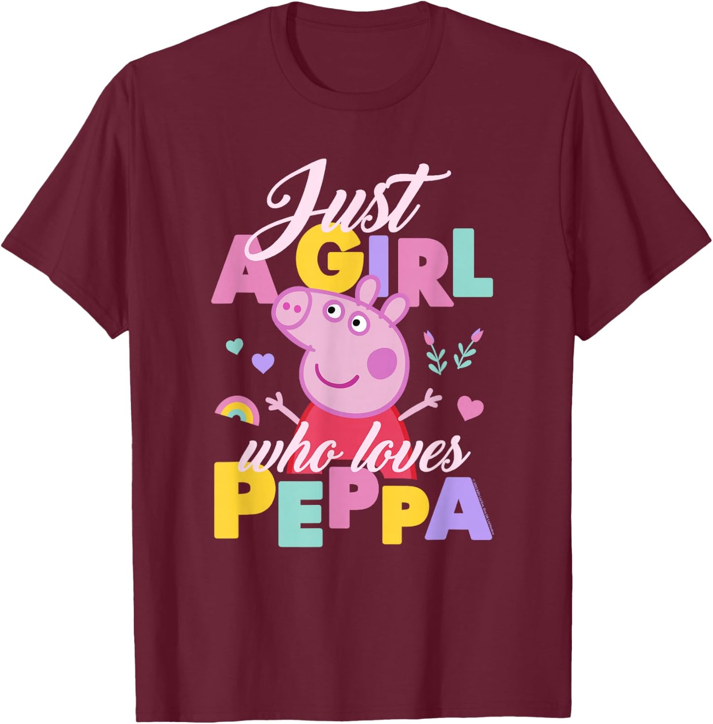 Peppa Pig Just A Girl Who Loves Peppa Playing Cheerfully T-Shirt - T-Shirt | Maroon