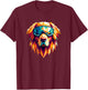 Golden Retriever Dog Wearing Ski Snowboard Goggles Geometric T-Shirt - T-Shirt | Maroon
