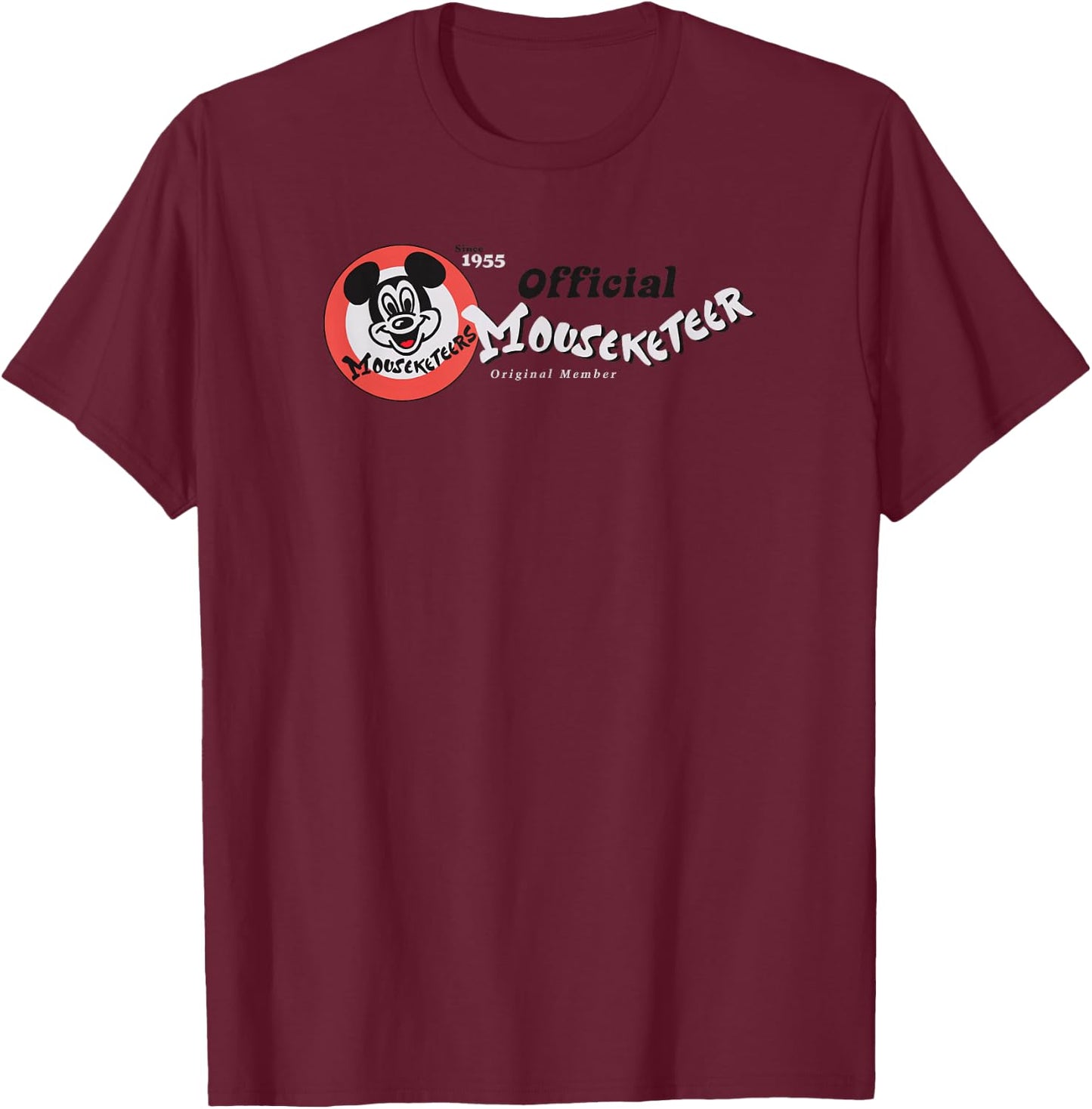 Disney Mickey and Friends Official Mouseketeer Vintage Logo T-Shirt - T-Shirt | Maroon