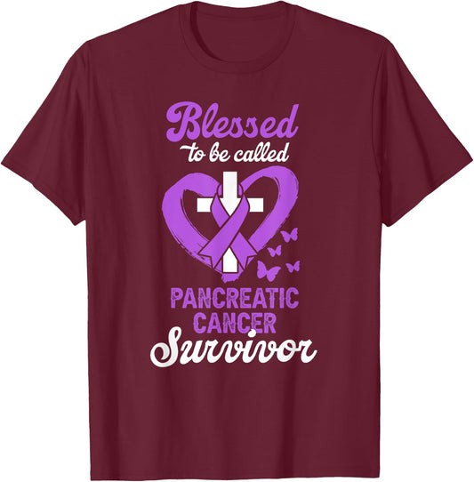 Blessed To Be Called Pancreatic Cancer Survivor Christian T-Shirt - T-Shirt | Maroon
