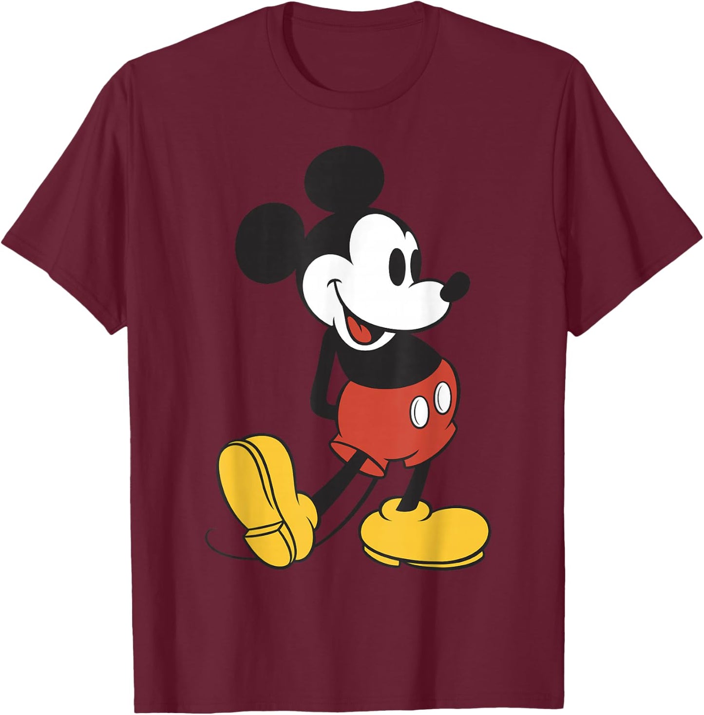 Disney Mickey Mouse Vintage Leg Kick T-Shirt - T-Shirt | Maroon