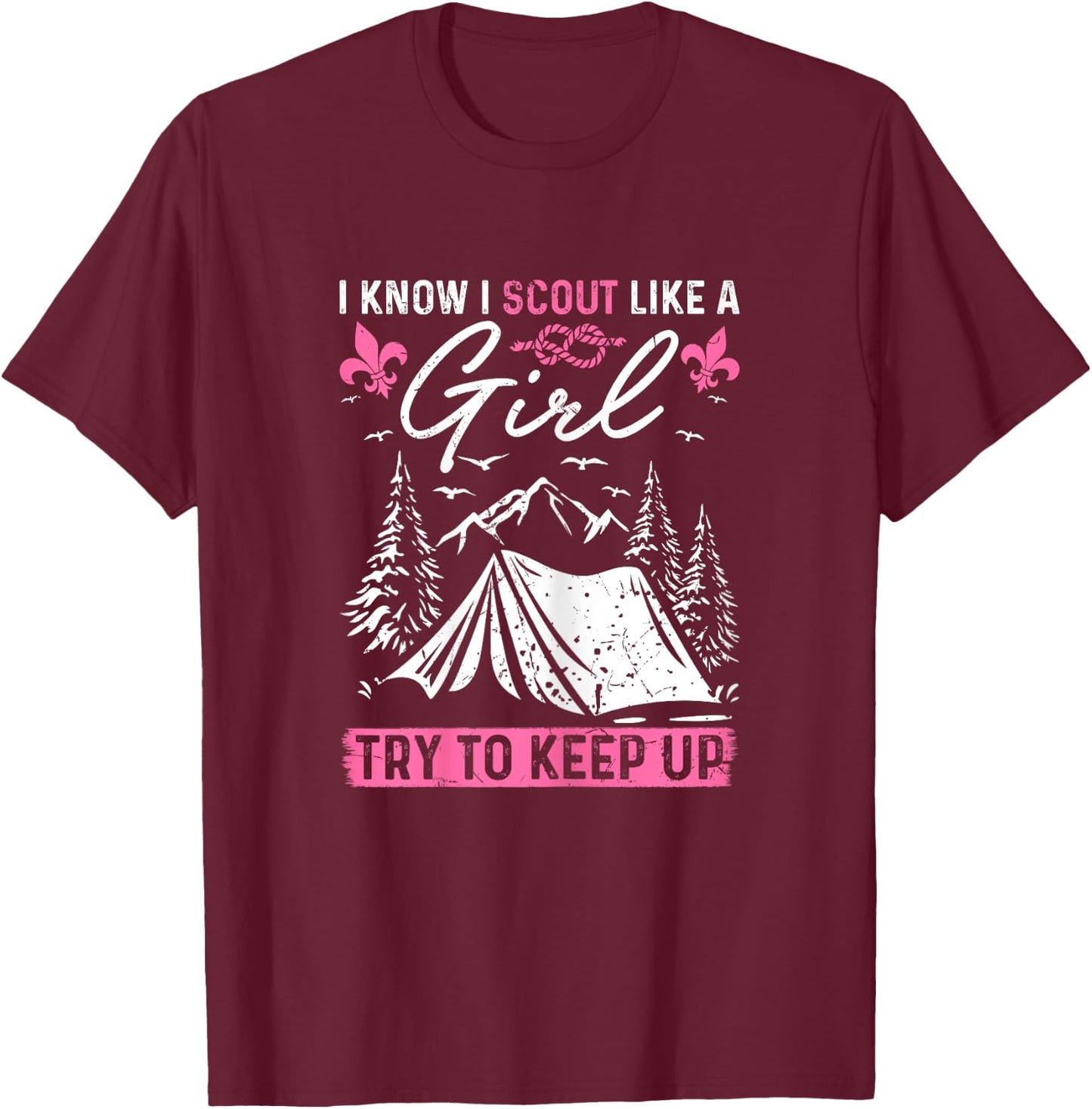 Scout Leader Like A Girl Adventure Outdoor Wildlife Mommy T-Shirt - T-Shirt | Maroon