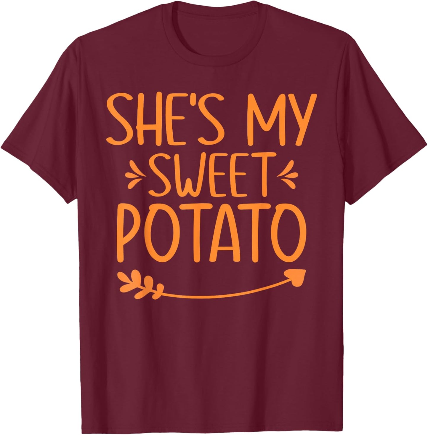 Thanksgiving Matching Couples Outfit Sweet Potato Yes I Yam T-Shirt - T-Shirt | Maroon