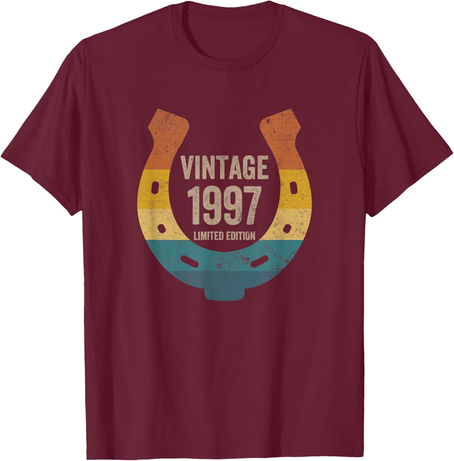 Vintage Horseshoe 1997 Limited Edition 25 Years Old Birthday T-Shirt - T-Shirt | Maroon