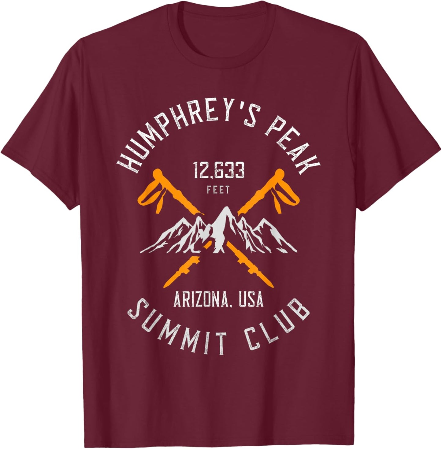 Humphrey's Peak Hiking Arizona T-Shirt - T-Shirt | Maroon