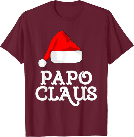 Family Papo Claus Christmas Santa's Hat Pajama Matching T-Shirt - T-Shirt | Maroon