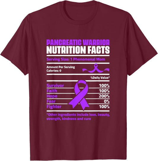 Pancreatic Cancer Nutrition Facts Pancreas Survivor Mom T-Shirt - T-Shirt | Maroon