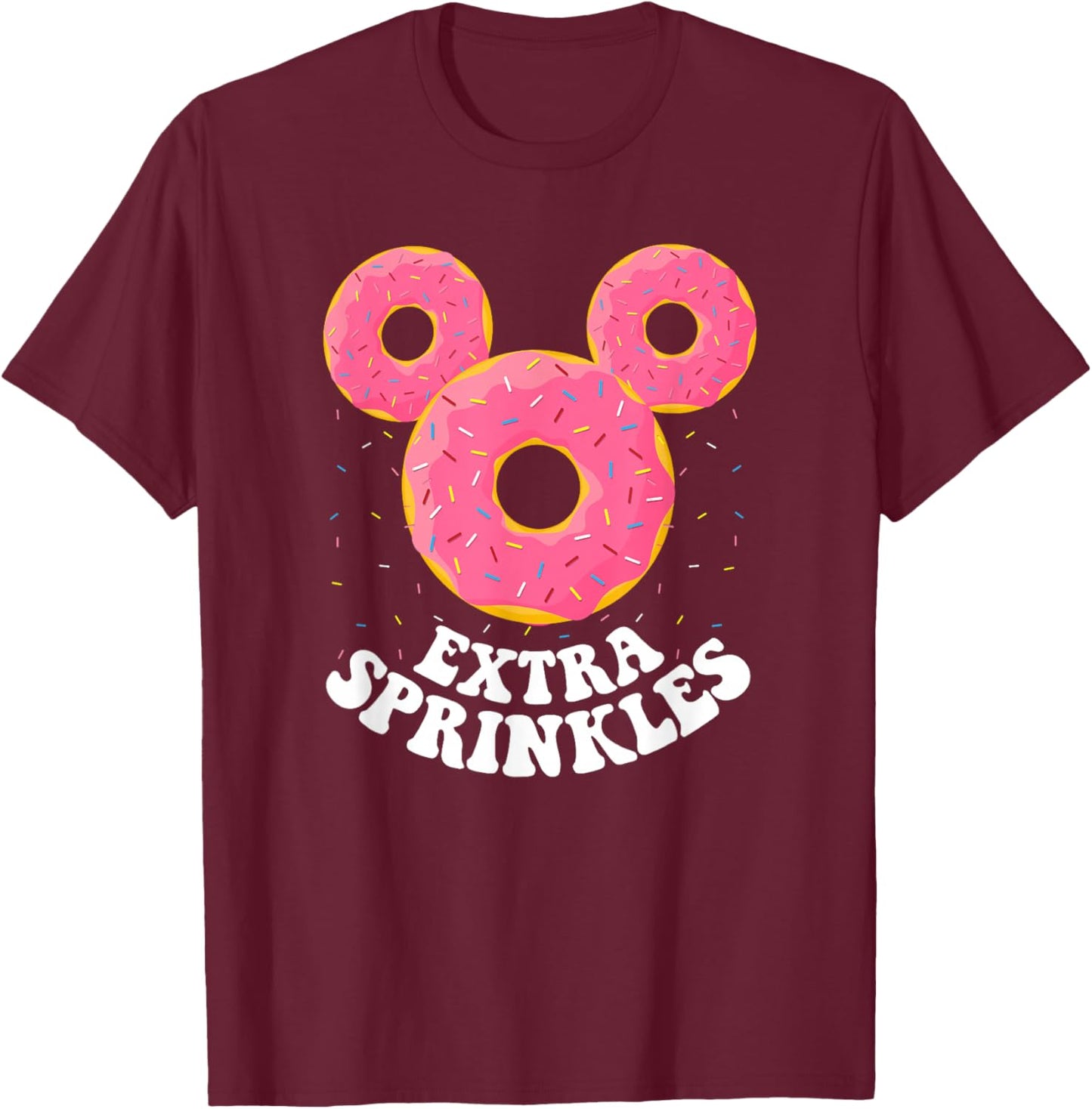 Disney Mickey Mouse Donut Ears Extra Sprinkles Small T-Shirt - T-Shirt | Maroon