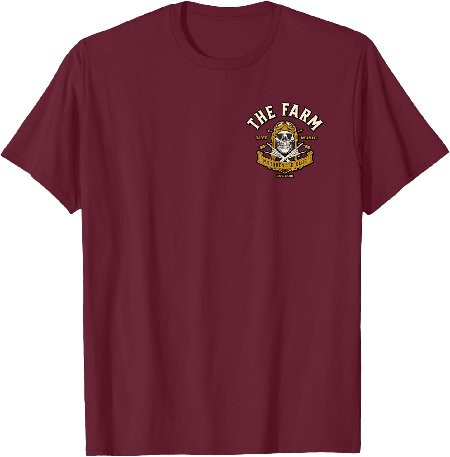 The Farm Liberty Missouri USA Bar Honky-tonk Motorcycle Club T-Shirt - T-Shirt | Maroon