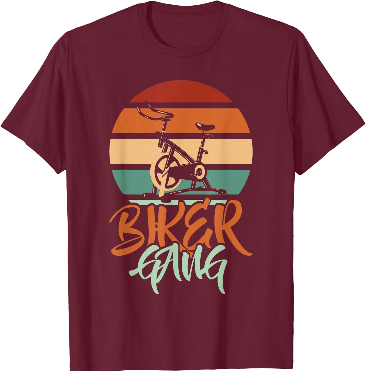 Biker Gang Retro Vintage Gym Cycling Fitness Indoor Bicycle T-Shirt - T-Shirt | Maroon