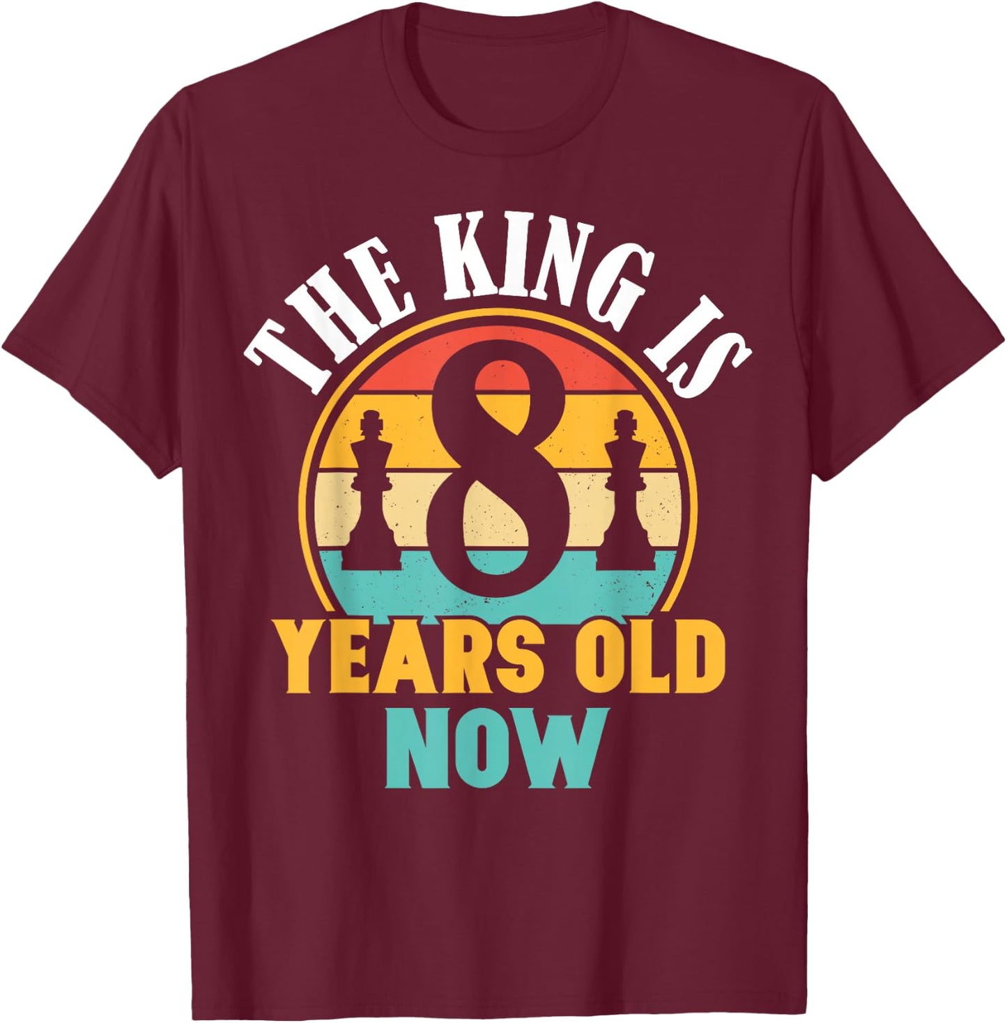 Chess Lover 8th Birthday Chess 8 Years Old Boy Birthday T-Shirt - T-Shirt | Maroon