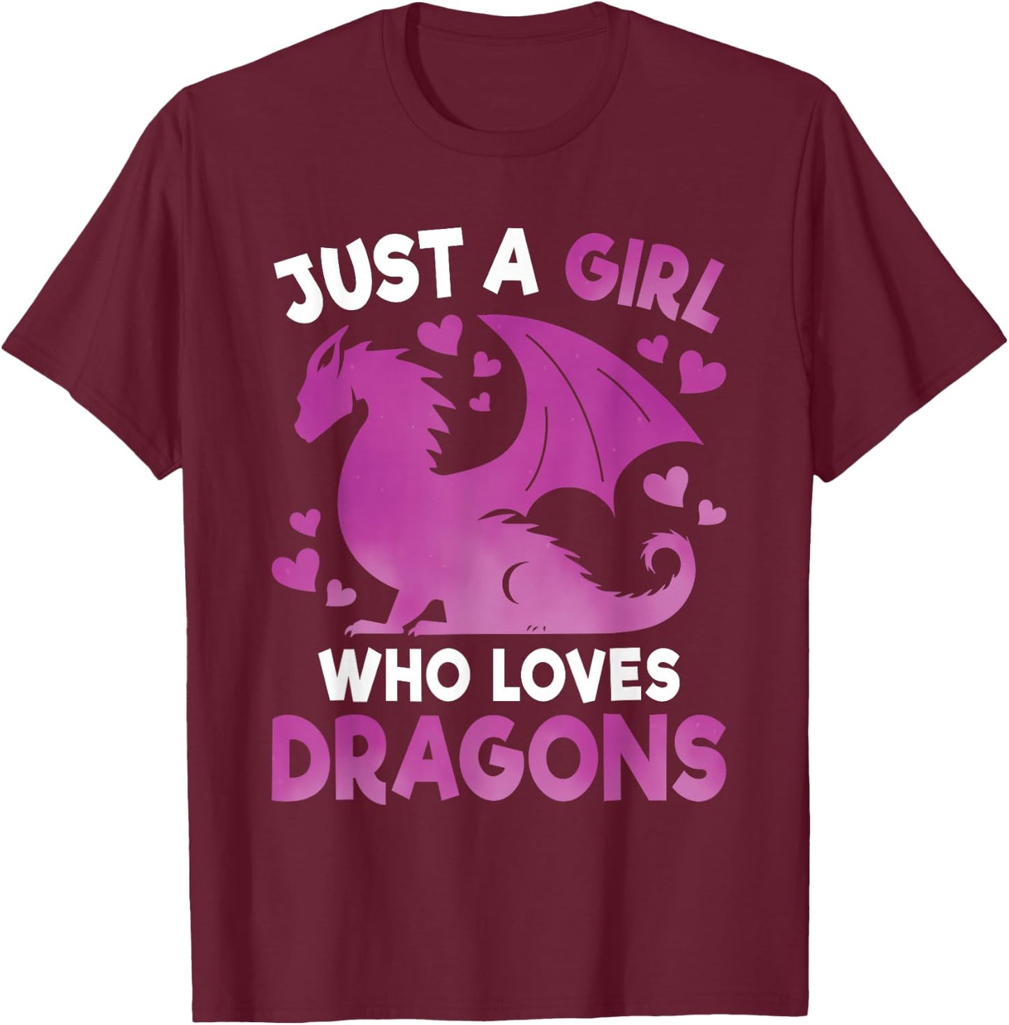 Just A Girl Who Loves Dragons Cute Dragon Lover Girls Kids T-Shirt - T-Shirt | Maroon
