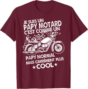 Papy Motard Gift for Motorcycle Papy Cool T-Shirt - T-Shirt | Maroon