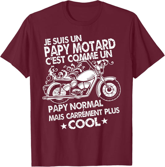 Papy Motard Gift for Motorcycle Papy Cool T-Shirt - T-Shirt | Maroon