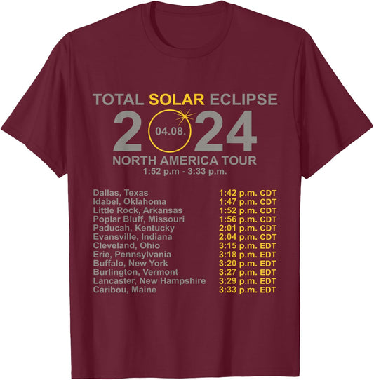 2024 Total Solar Eclipse April 8 Path Of The Eclipse T-Shirt - T-Shirt | Maroon
