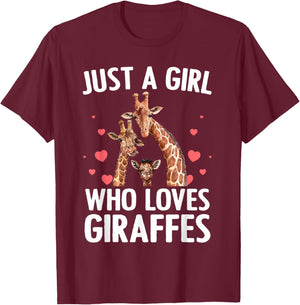 Cool Giraffe Girls Africa Safari Zoo Animal Lovers T-Shirt - T-Shirt | Maroon
