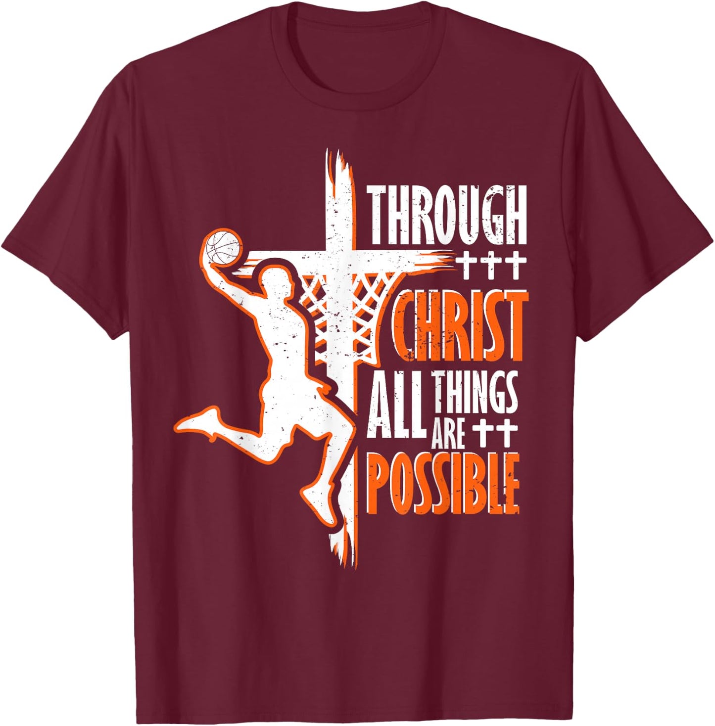 Christian Basketball Jesus Christ Basketball Religious Funny T-Shirt - T-Shirt | Maroon