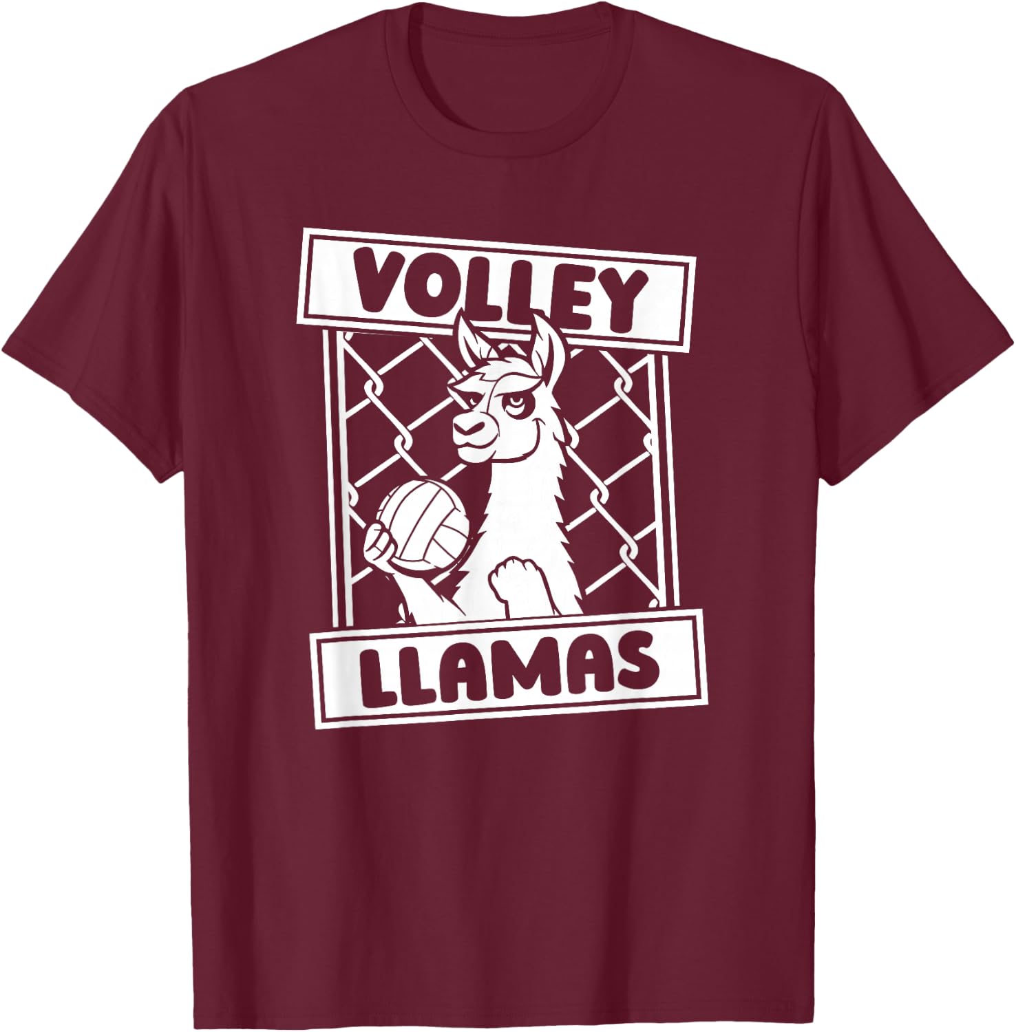Volleyball Llama Vball - Beach Volley Llamas T-Shirt - T-Shirt | Maroon