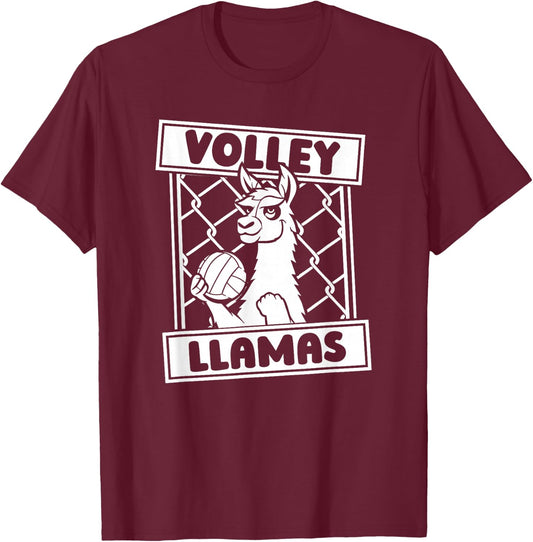 Volleyball Llama Vball - Beach Volley Llamas T-Shirt - T-Shirt | Maroon