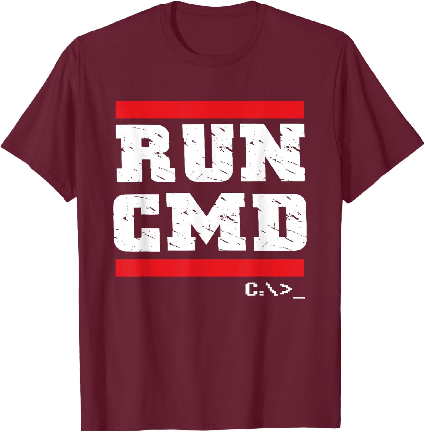 Run CMD | Programmer Coder | Computer Nerd T-Shirt - T-Shirt | Maroon