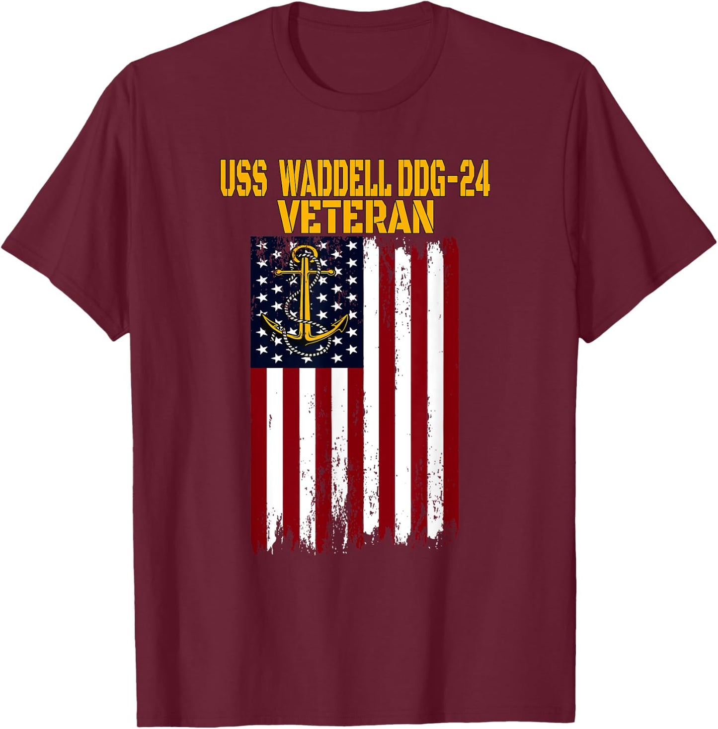 USS Waddell DDG-24 Destroyer Veterans Day Father's Day Dad T-Shirt - T-Shirt | Maroon