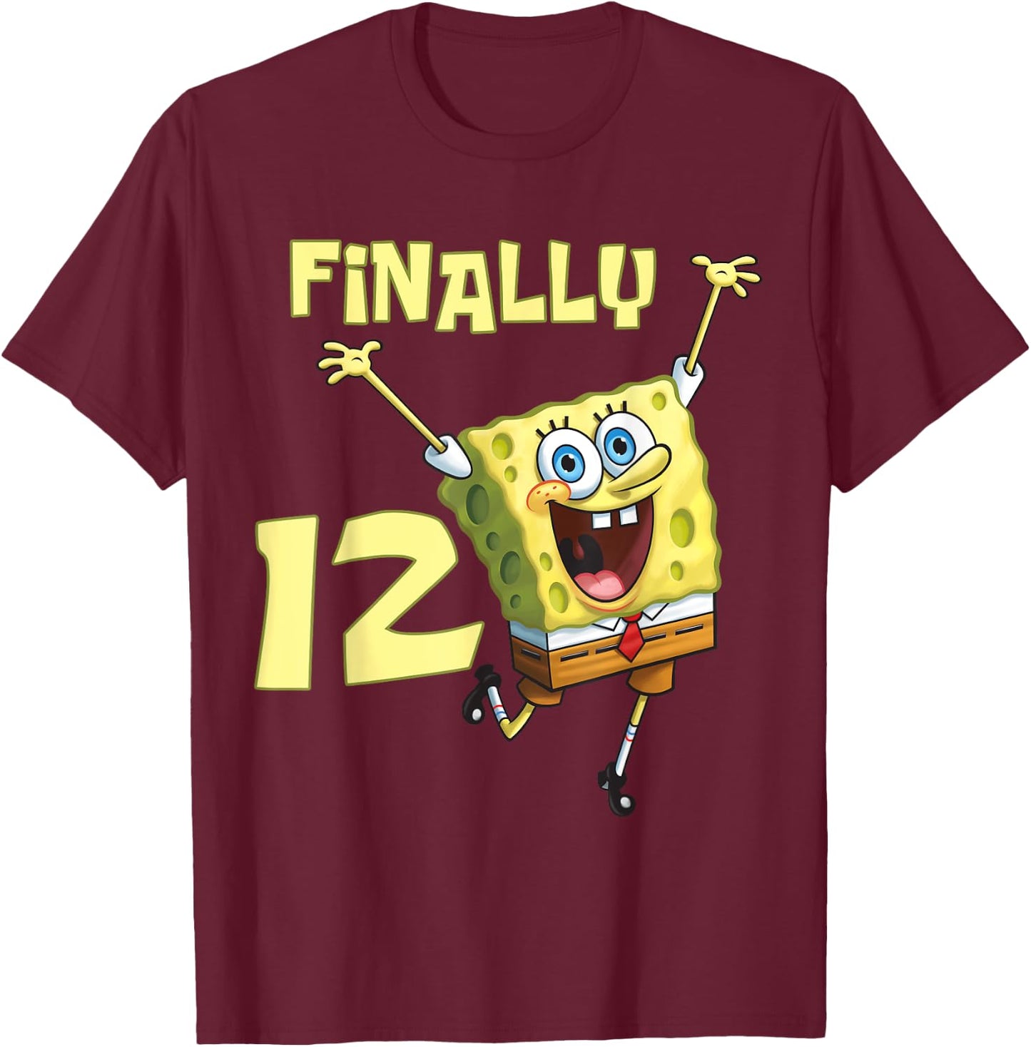 Mademark x SpongeBob SquarePants - Original SpongeBob Square Pants - 12th Birthday. Finally 12. T-Shirt - T-Shirt | Maroon