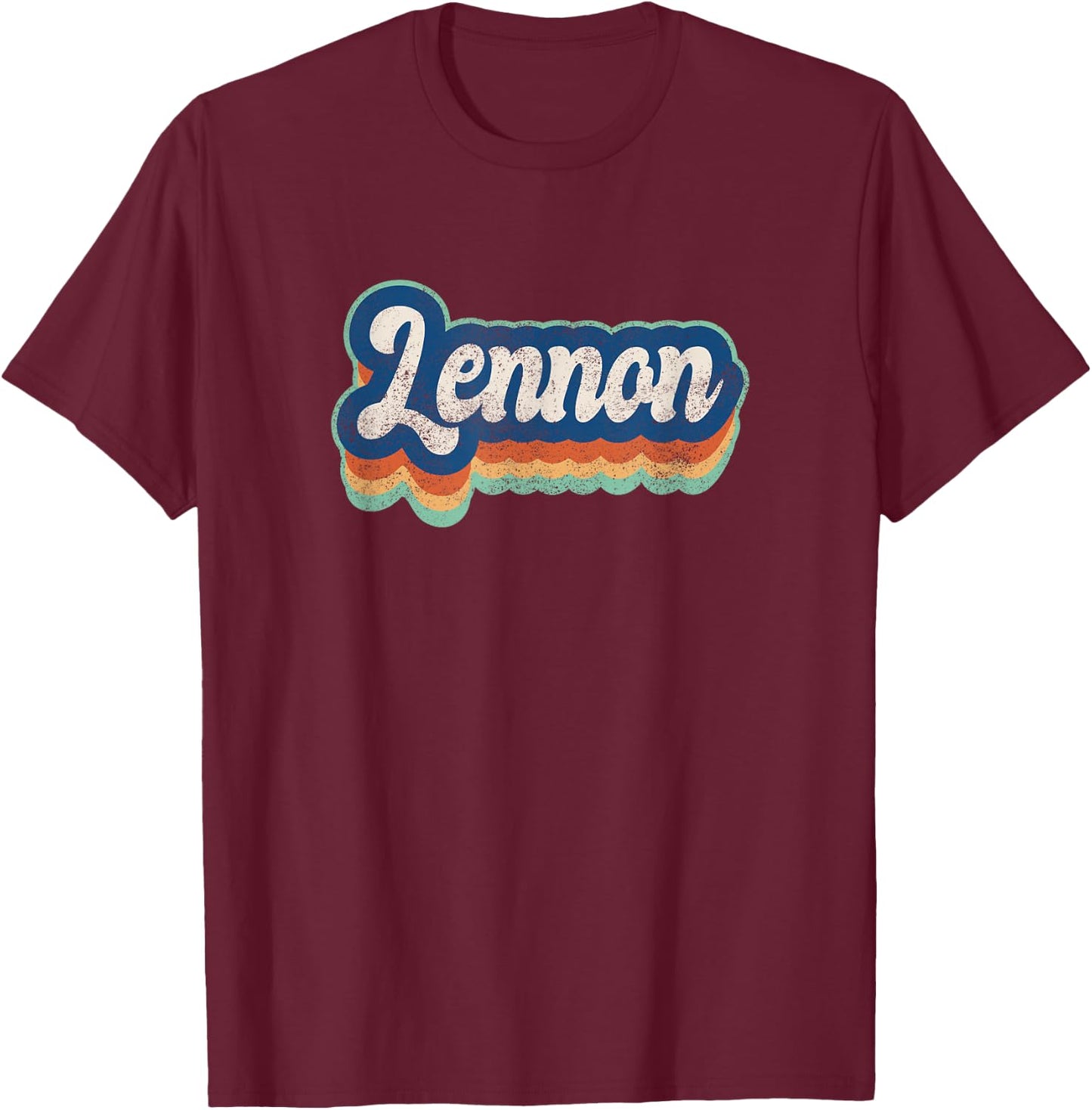 Lennon First Name Boy Vintage Style 70s 80s Personalized T-Shirt - T-Shirt | Maroon