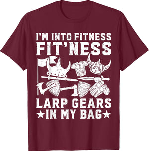 Larping I'm Into Fitness LARP Gears IN My Bag Funny Larper T-Shirt - T-Shirt | Maroon
