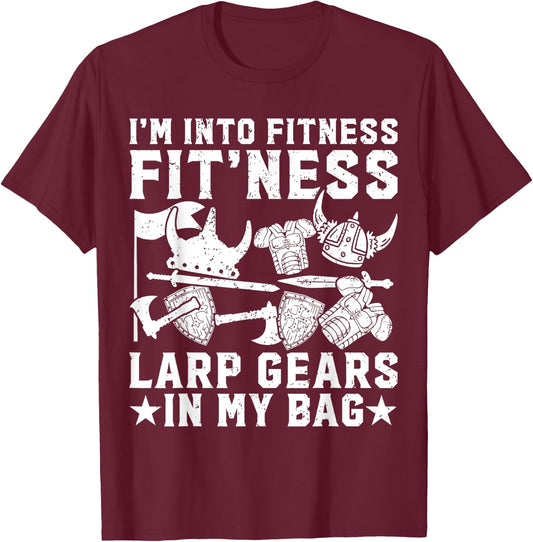 Larping I'm Into Fitness LARP Gears IN My Bag Funny Larper T-Shirt - T-Shirt | Maroon