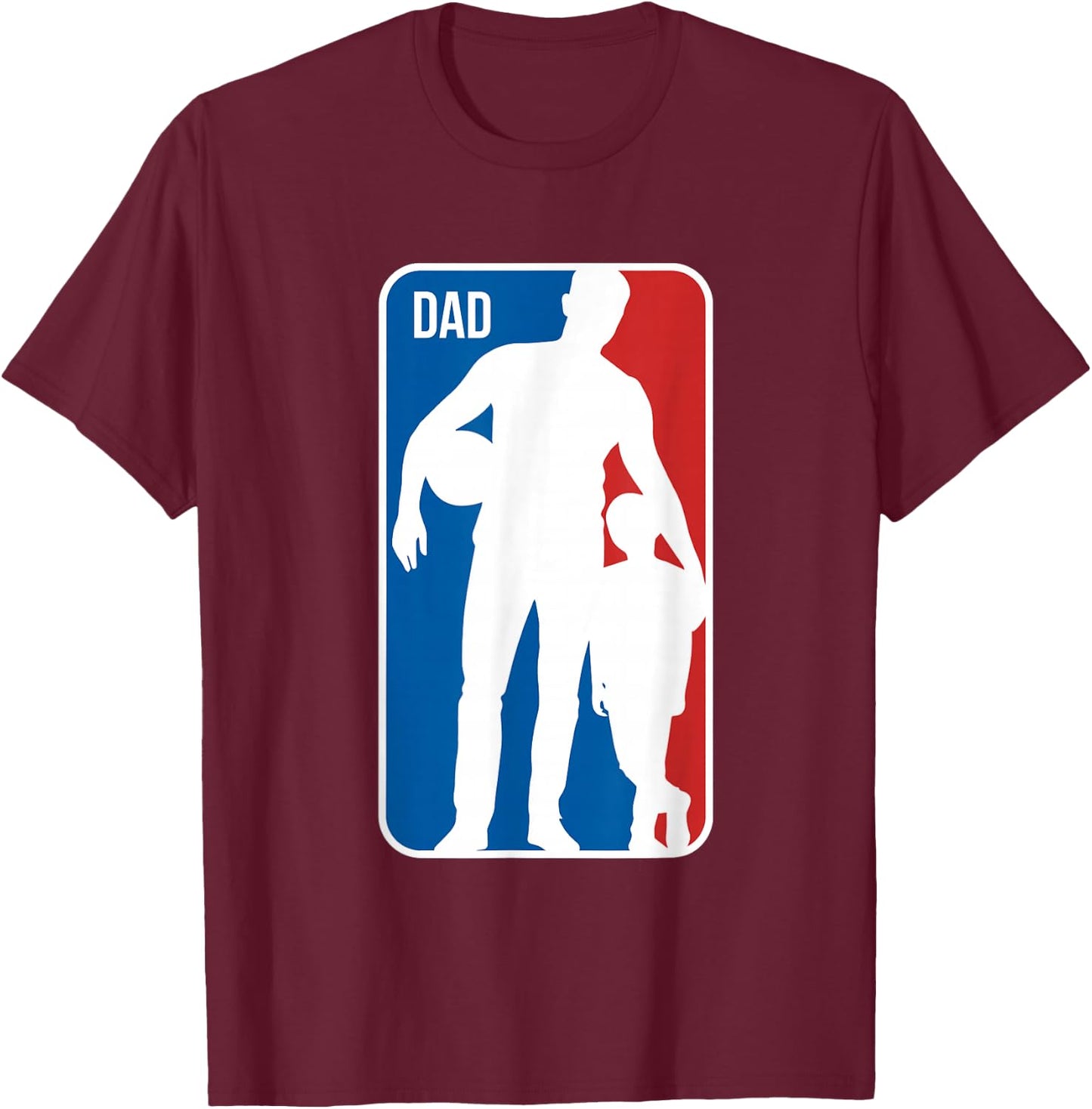 Dad Sports Logo Basketball Dad Son Silhouette Fathers Day T-Shirt - T-Shirt | Maroon