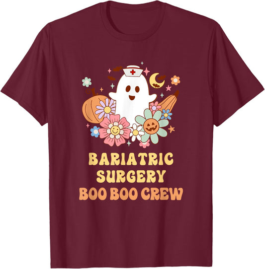 Bariatric Surgery Boo Boo Crew Nurse Halloween T-Shirt - T-Shirt | Maroon