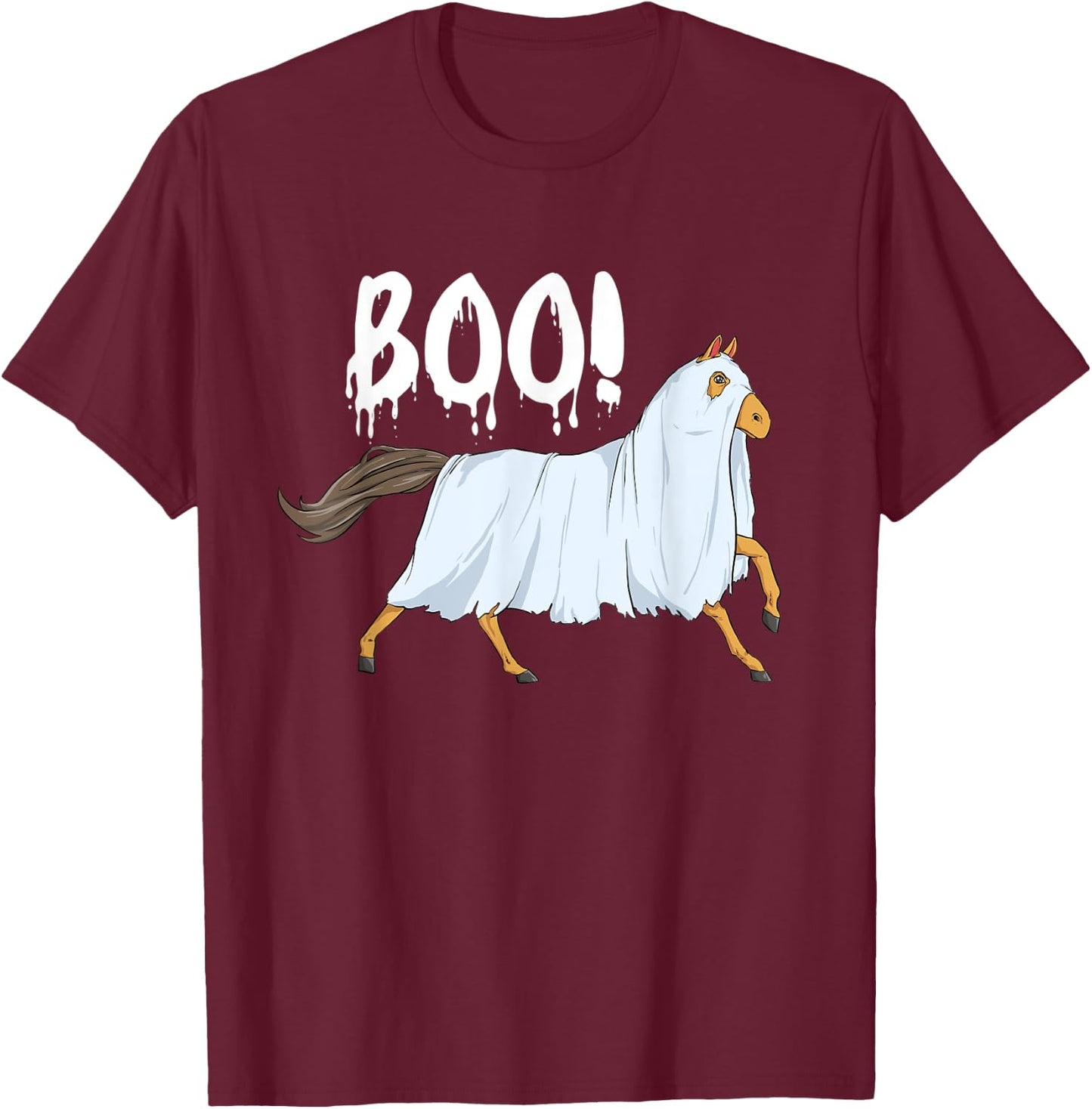 Boo - Halloween Horse Horses Horseback Riding Equestrian T-Shirt - T-Shirt | Maroon