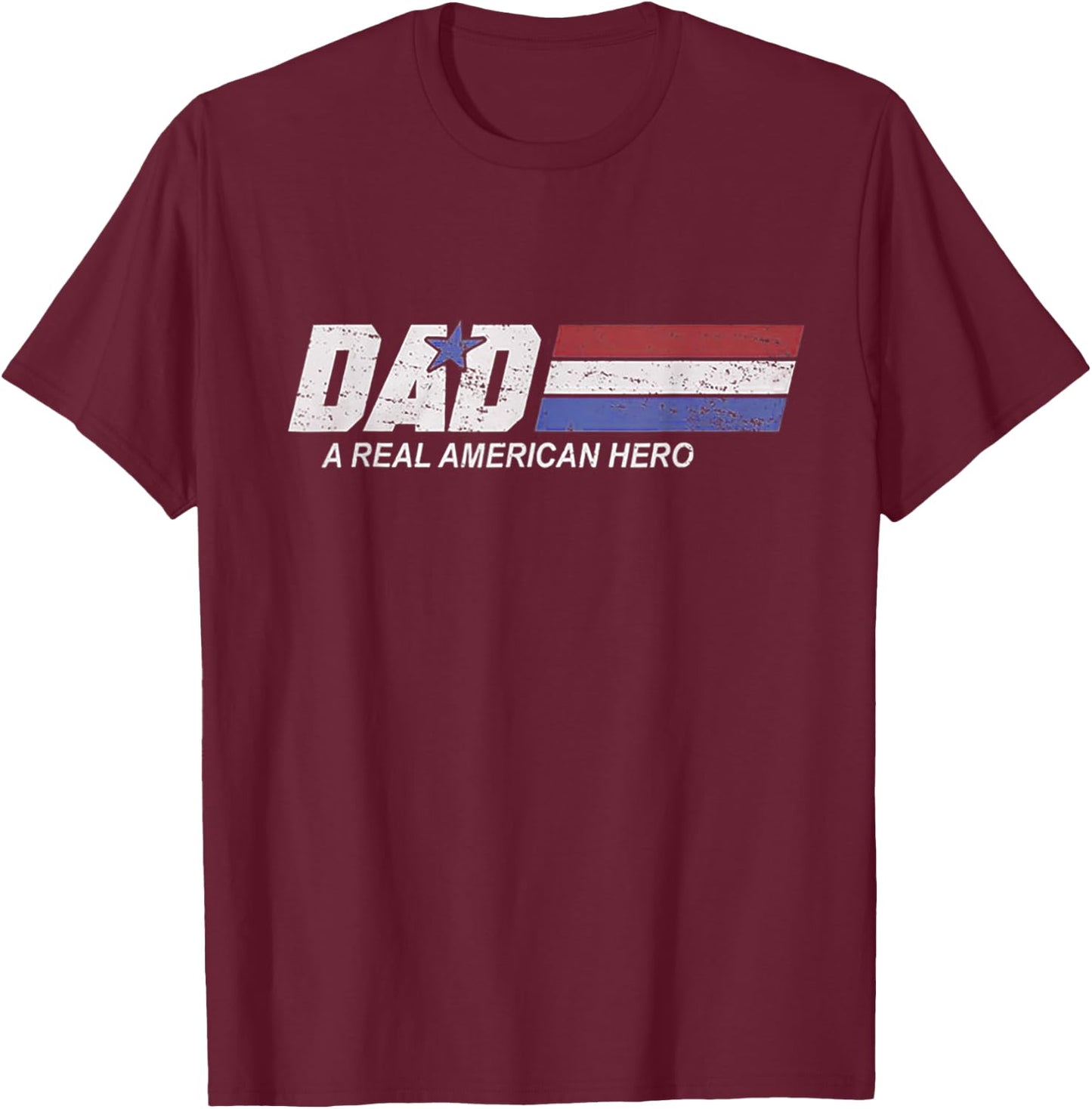 Funny Dad Vintage American Hero Fathers Day Dad US Veteran T-Shirt - T-Shirt | Maroon