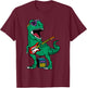 Dinosaur Rock'n Roll Dino Rock, Rocking Dinosaur Rock Bands T-Shirt - T-Shirt | Maroon