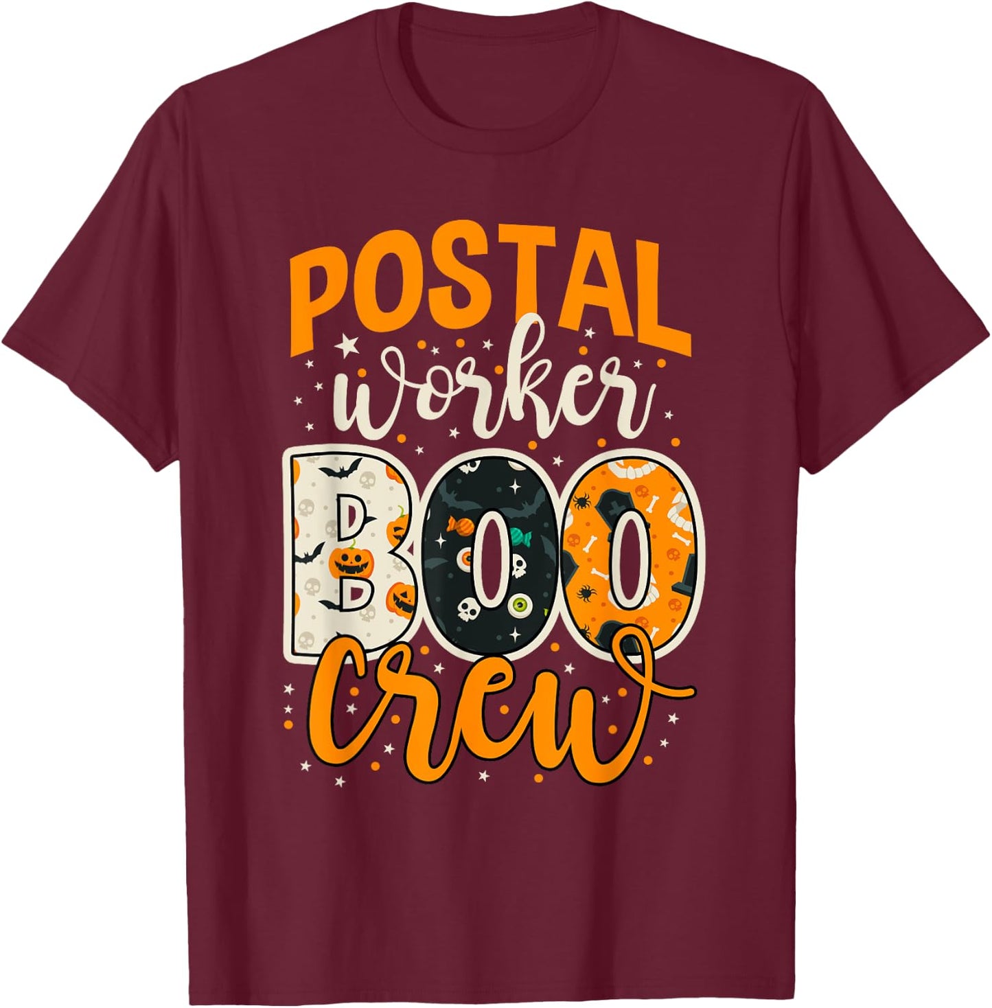 Postal Worker Boo Crew Funny Halloween Postal Worker T-Shirt - T-Shirt | Maroon